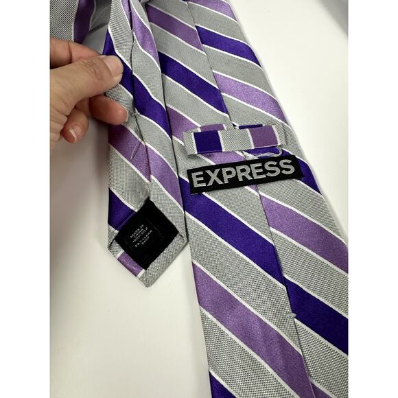 Men’s Tie Lot of 4 — Unique Business Purple & Green Styles Express, IZOD Mixed - Picture 3 of 7